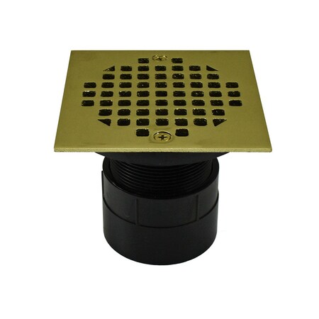 Jones Stephens 2in. ABS Over Pipe Fit Drain Base with 2in. Plastic Spud and 4in. Polished Brass Strainer D53299